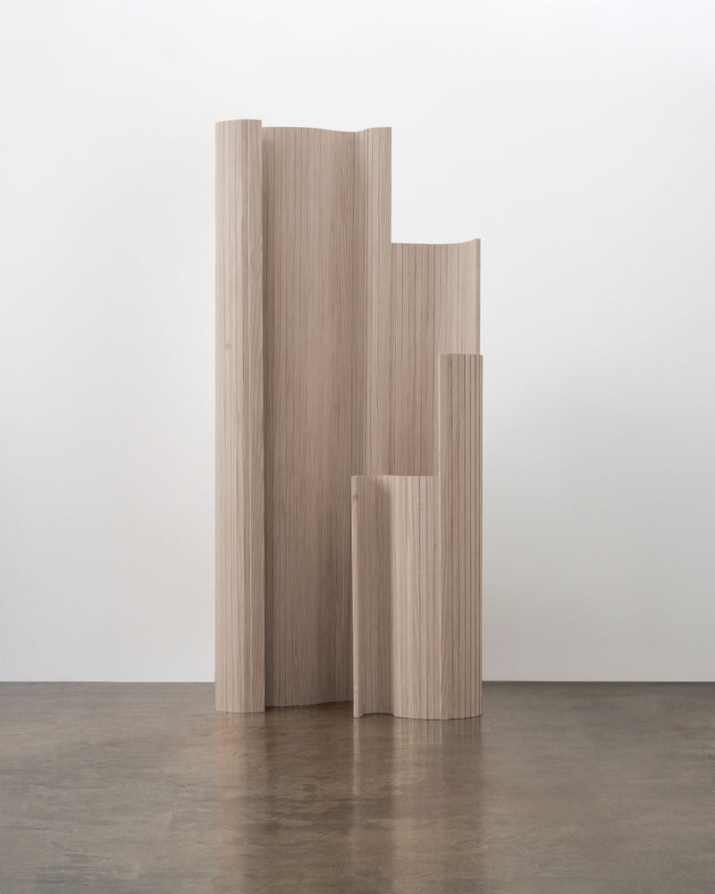 Tambour Screen in White Pine by Tom Roberts — front view of textured wooden design