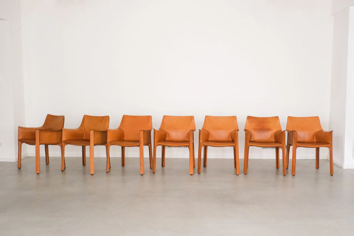 Cab 413 by Mario Bellini for Cassina — Set of 7 — side angle
