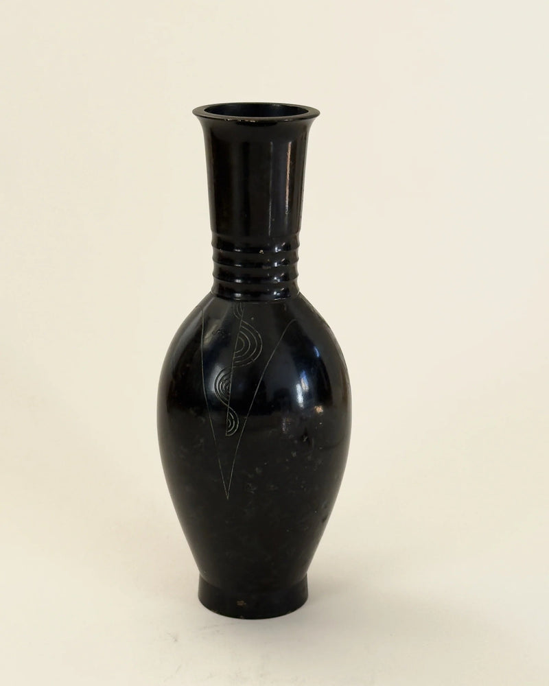 Japanese Bronze Vase, Showa Period, 1959 by Galerie Storm | The Oblist — dark bronze, handcrafted