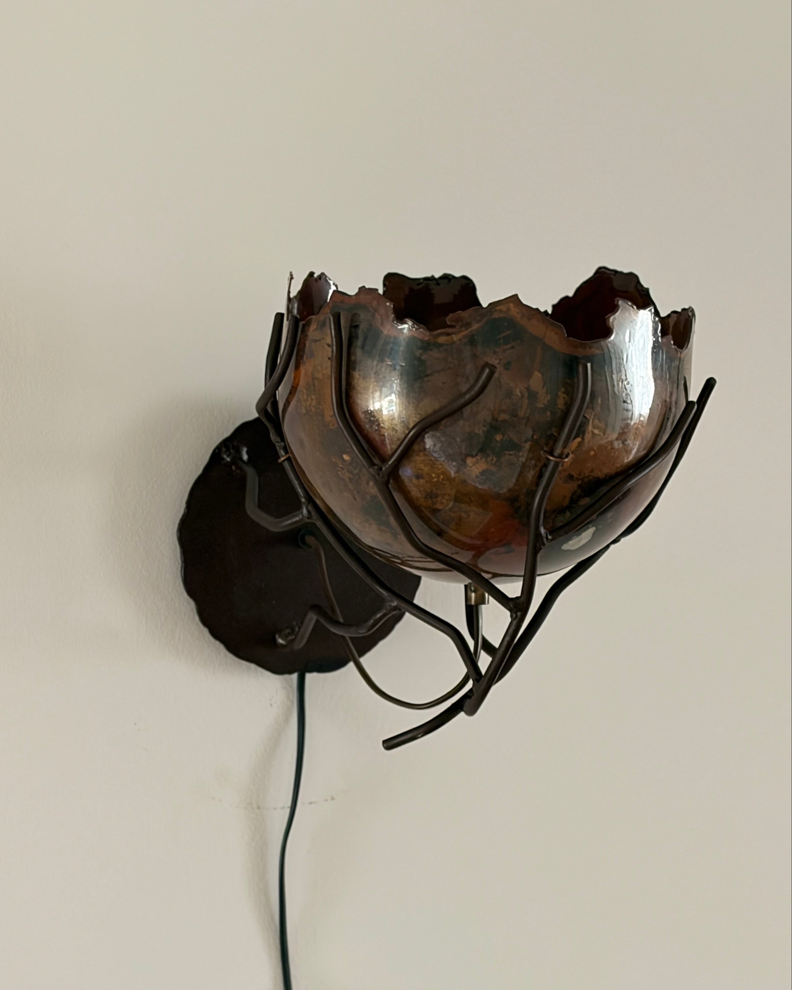Metalwork Wall Sconce Wim Mulder Atelier The Netherlands 1980s — close-up