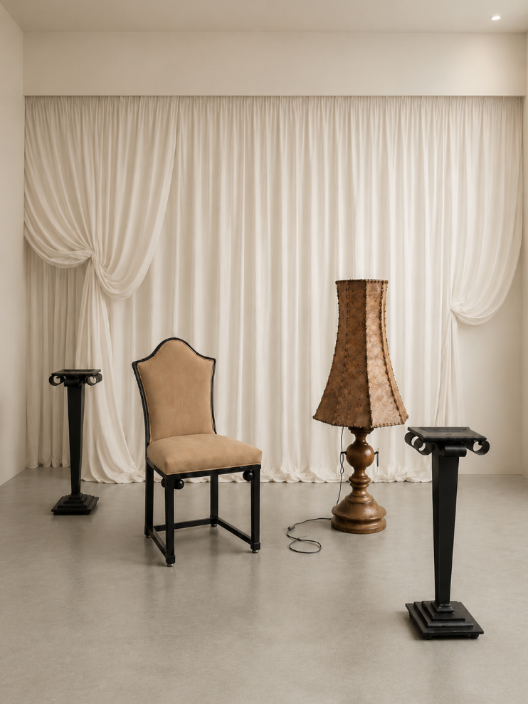1960s French Vintage Art Deco Wrought Iron Candlesticks — lifestyle setting