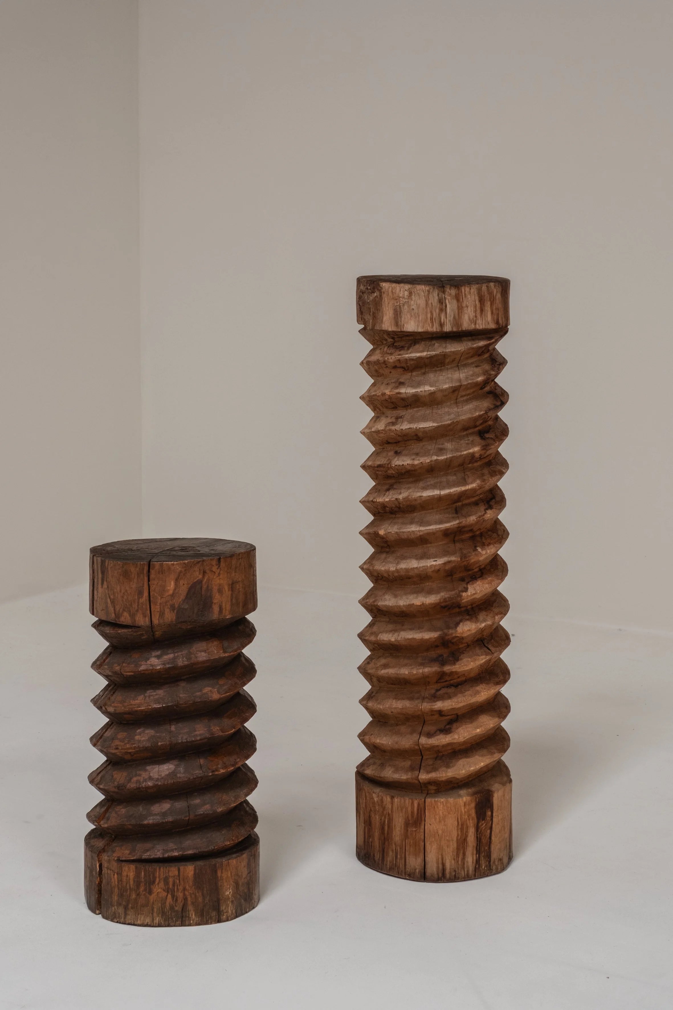 Pair of Vintage Wooden Wine Screws, France — side angle