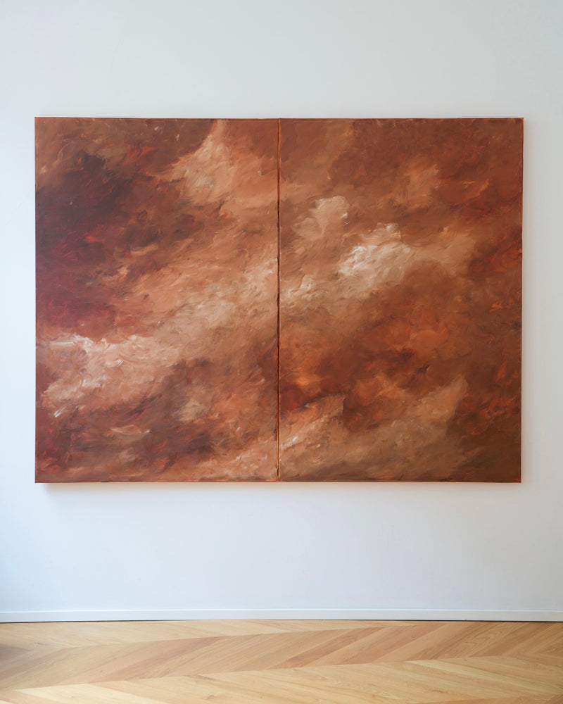 Diptych "Sienna Reverie" by Mattias Storm | The Oblist — warm earth tones, contemporary painting