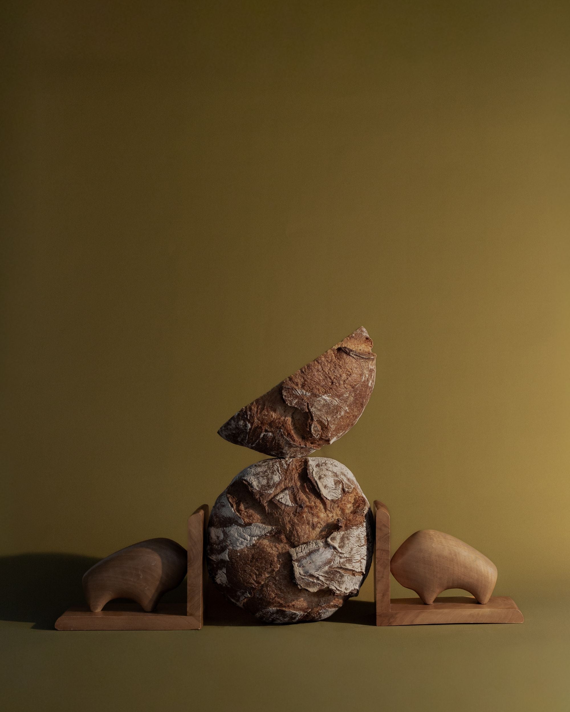 Sculptural Walnut Bookends, Pair — lifestyle setting