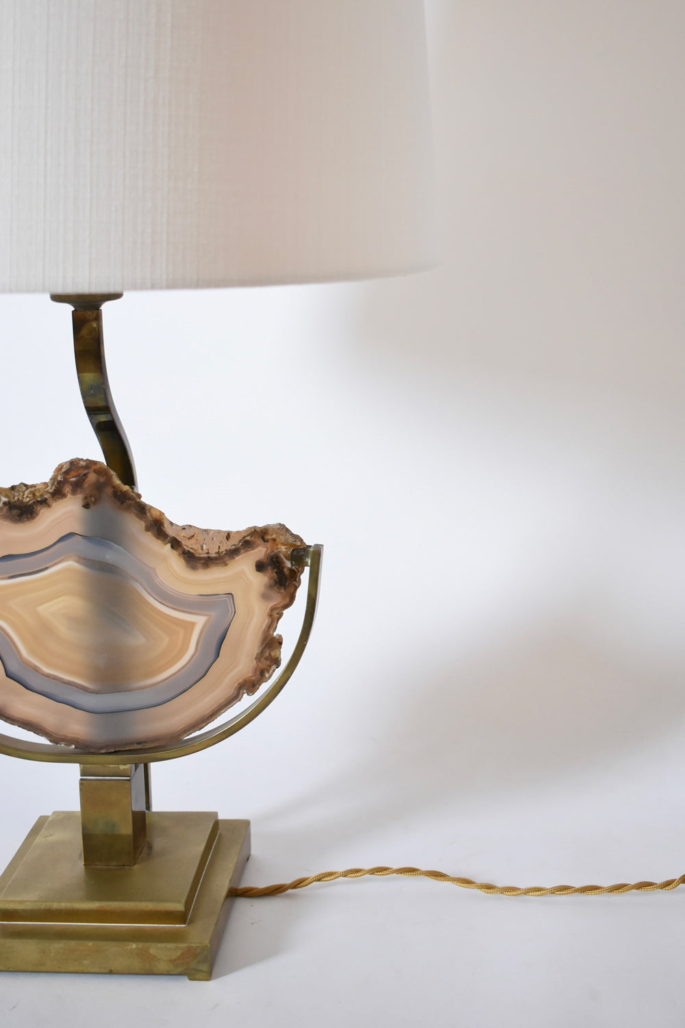 Agate and Brass Table Lamp, 1970s — close-up
