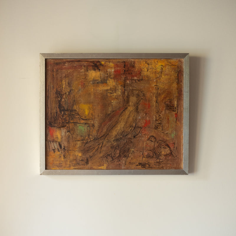 Mid-Century Swedish Abstract "Birds Nest" by Andreas Lensdorf | The Oblist — vintage painting, earthy tones