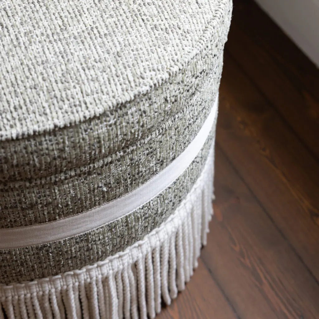 Laurent Pouf - Luxury Bouclé Bamboo & Fringe — lifestyle setting