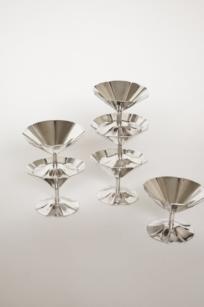 Mid-Century Sola Silver-Plated Ice Coupe Set  — side angle