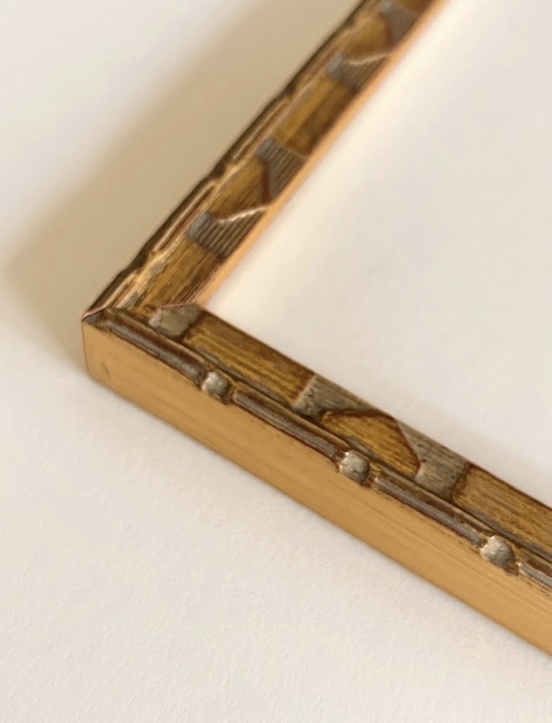 "Sand and Ink" Abstract on Paper in Gilded Handmade Frame — detail view