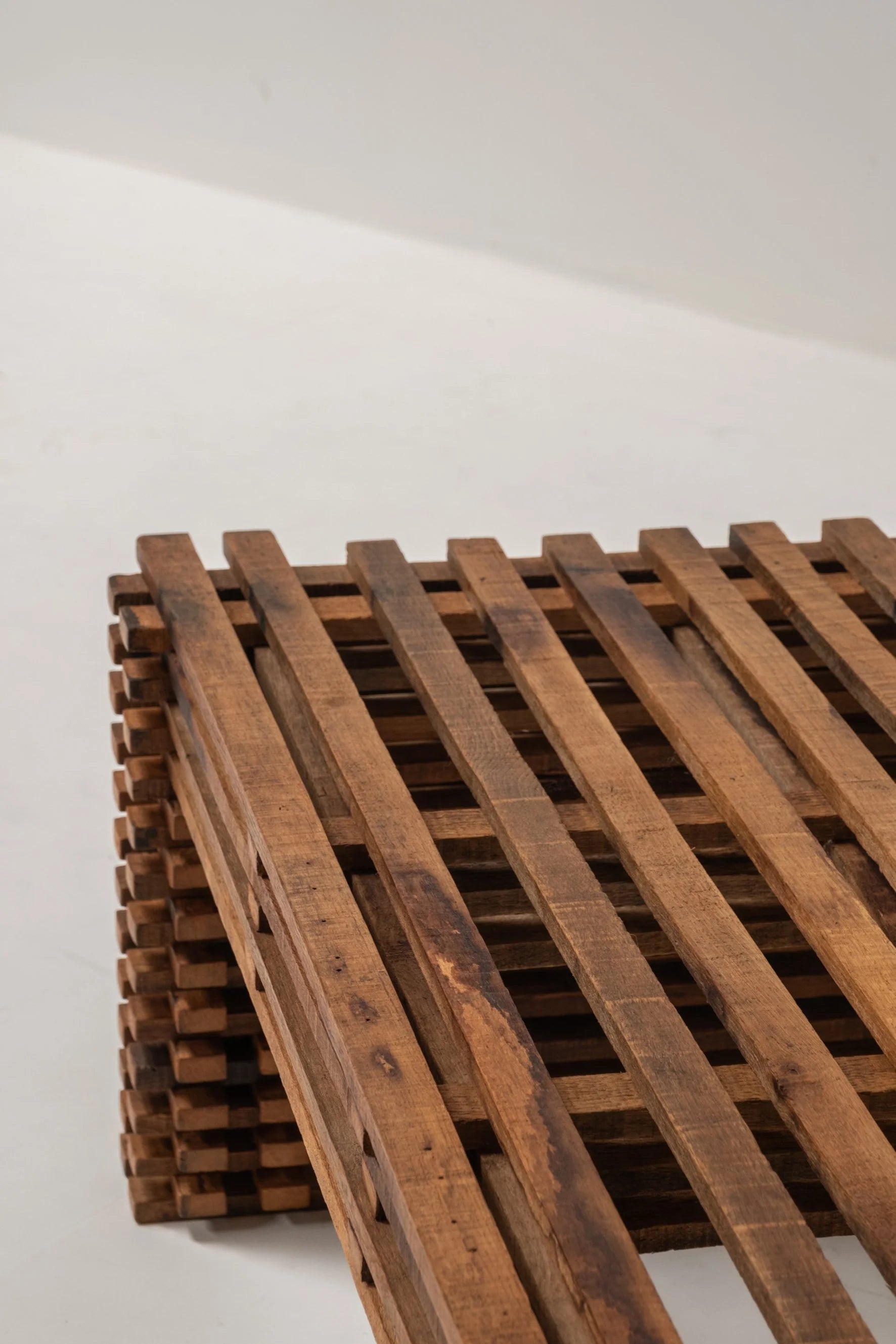 Vintage Wooden Slatted Coffee Table – Sculptural Design, 1970s Style — alternate view
