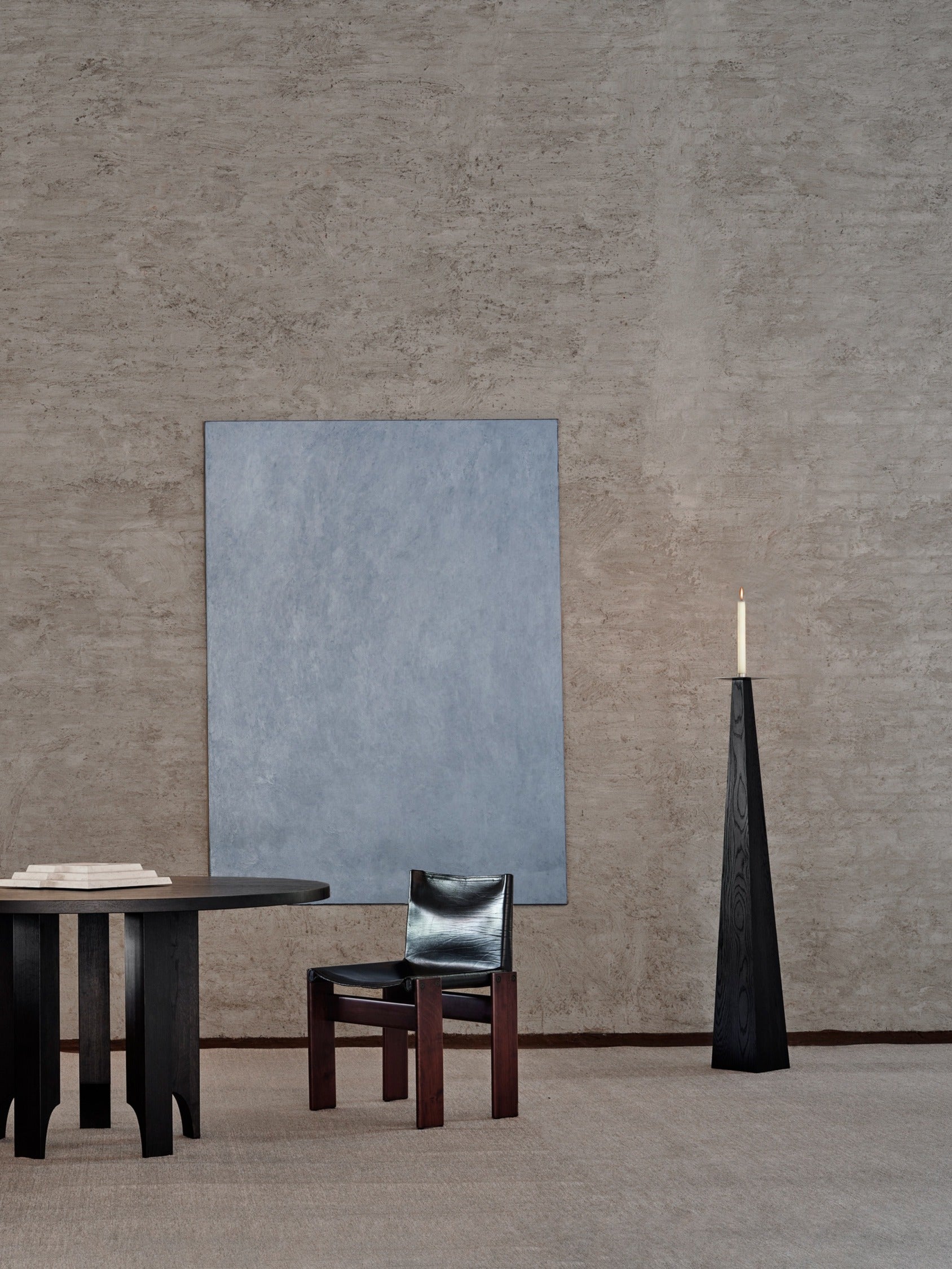 Taes Candle Holder — back view on modern wooden floor