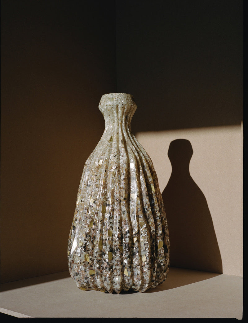 Spectacular 1960S French Set Of Cast Resin, Shell and Metal Inclusion Artisanal Sculptures — close-up of textured resin surfa