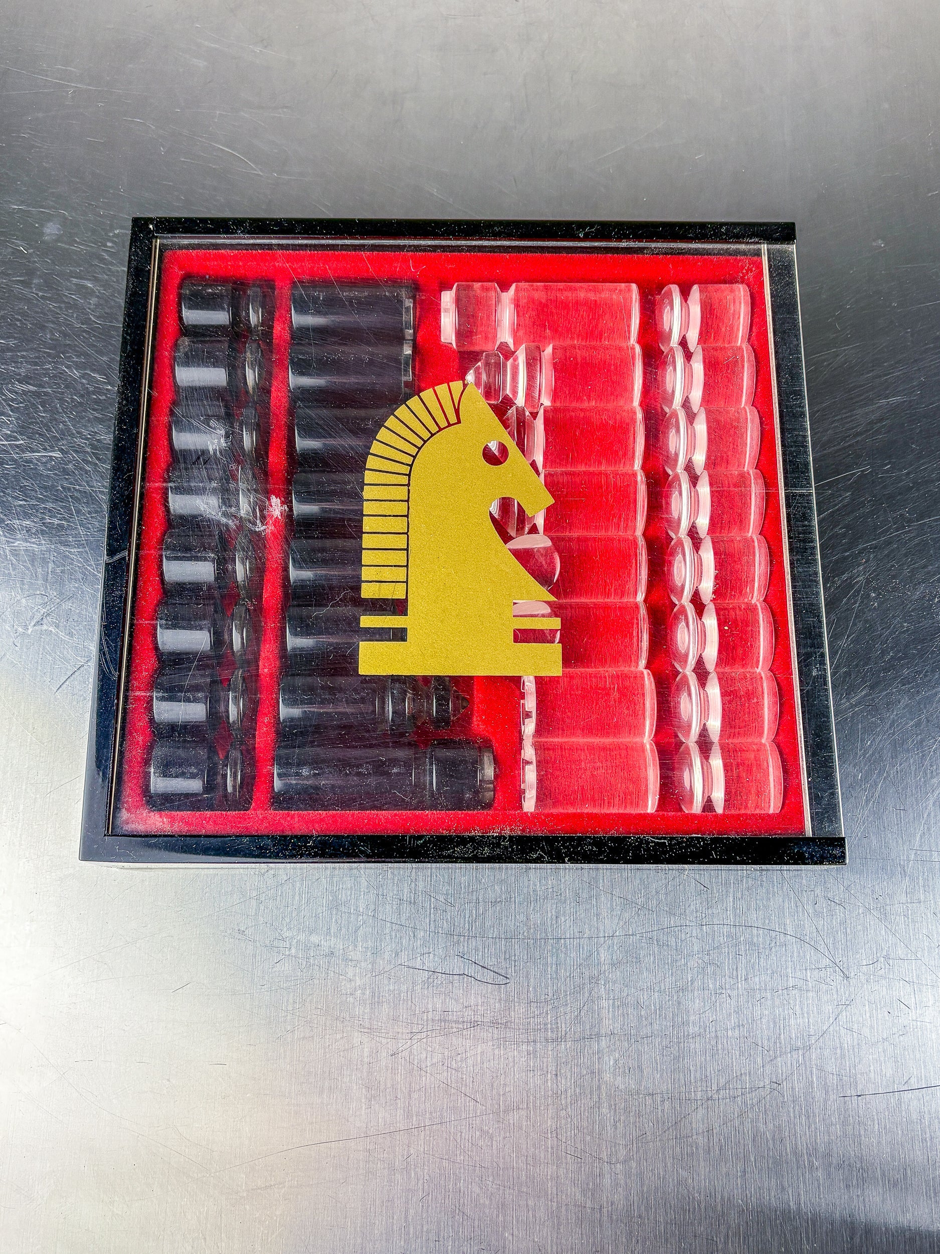 Felice Antonio Botta Acrylic Chessboard and glass board, Italy, 1970s — alternate view