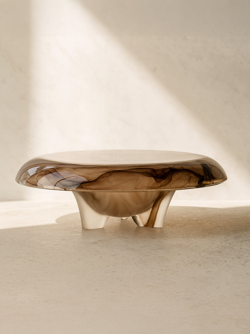 The German Art Deco Cloud Glass Bowl from Dodo Vintage (circa 1930) features a smooth, reflective surface and rounded form, showcased against a softly lit, minimalist background.