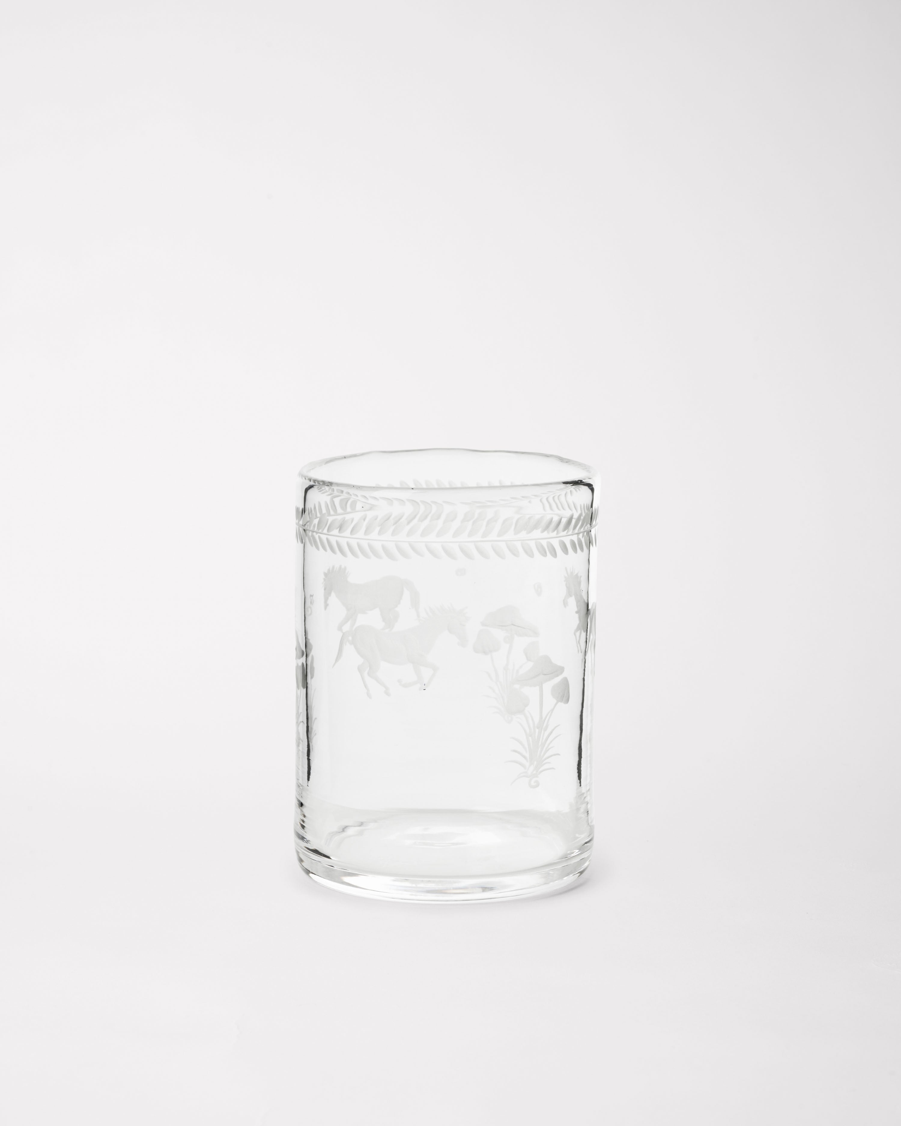 Barbro Water Glass - Set of four — top view of etched glass design