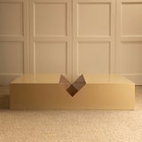 Wood lacquered coffee table - Italy — front view in neutral setting