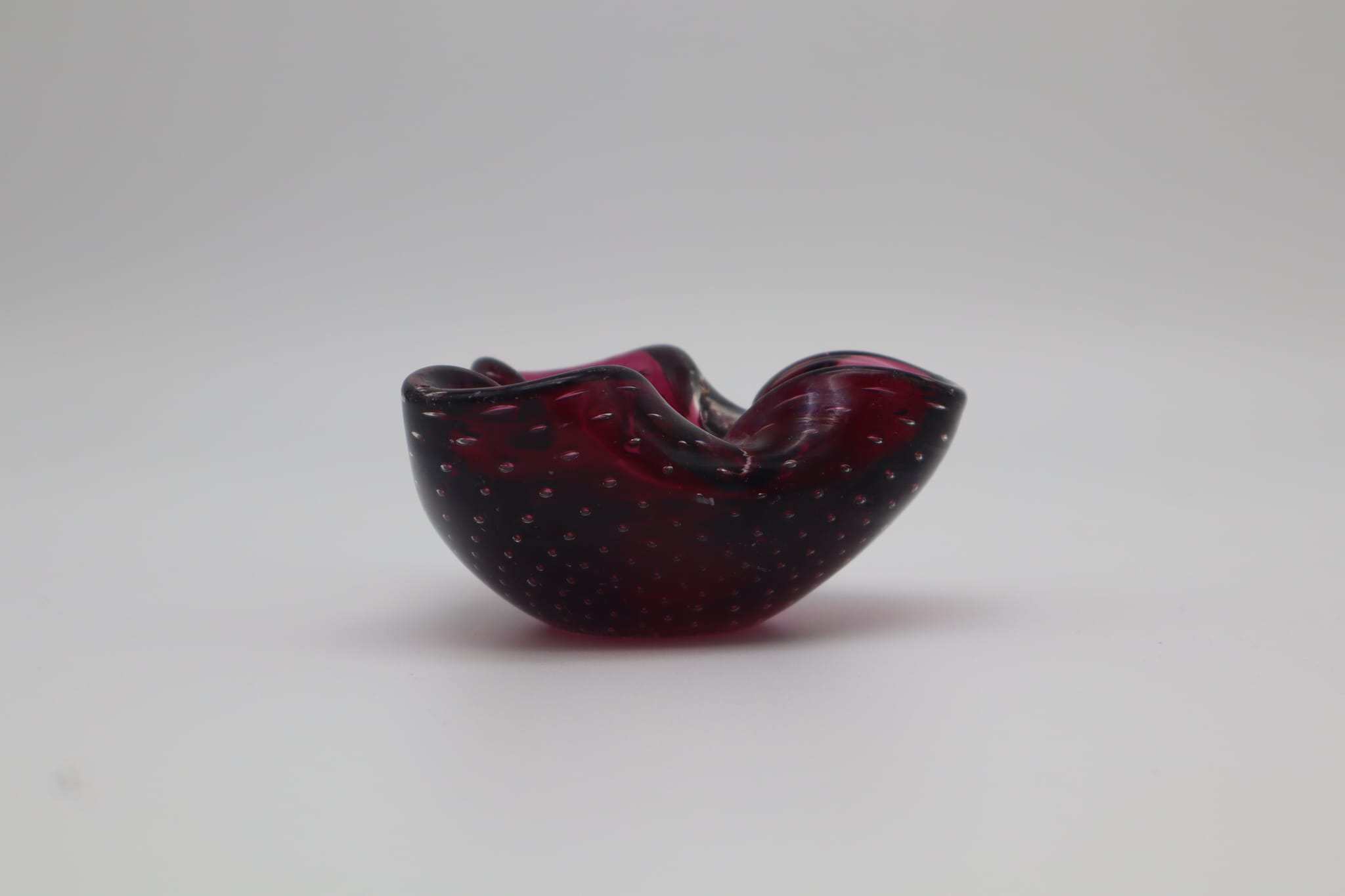 Murano Glass Vide Poche, 1970 — close-up of deep red glass surface