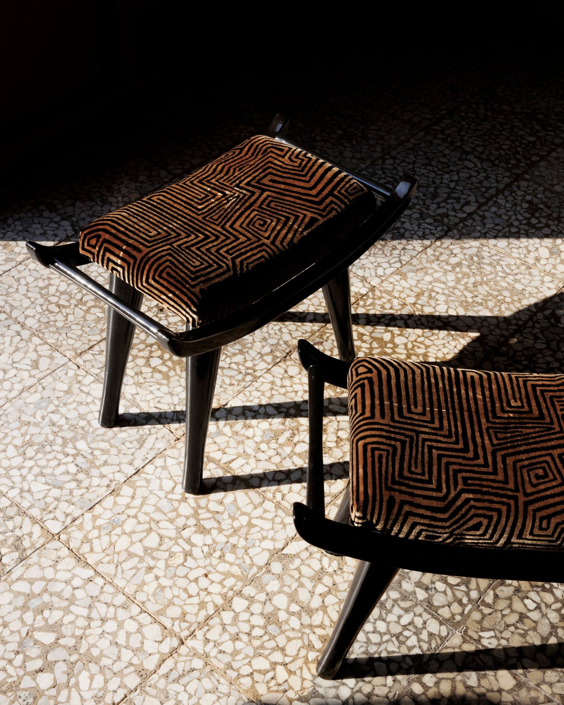 Pantera Chair Stool in Wood and Fabric