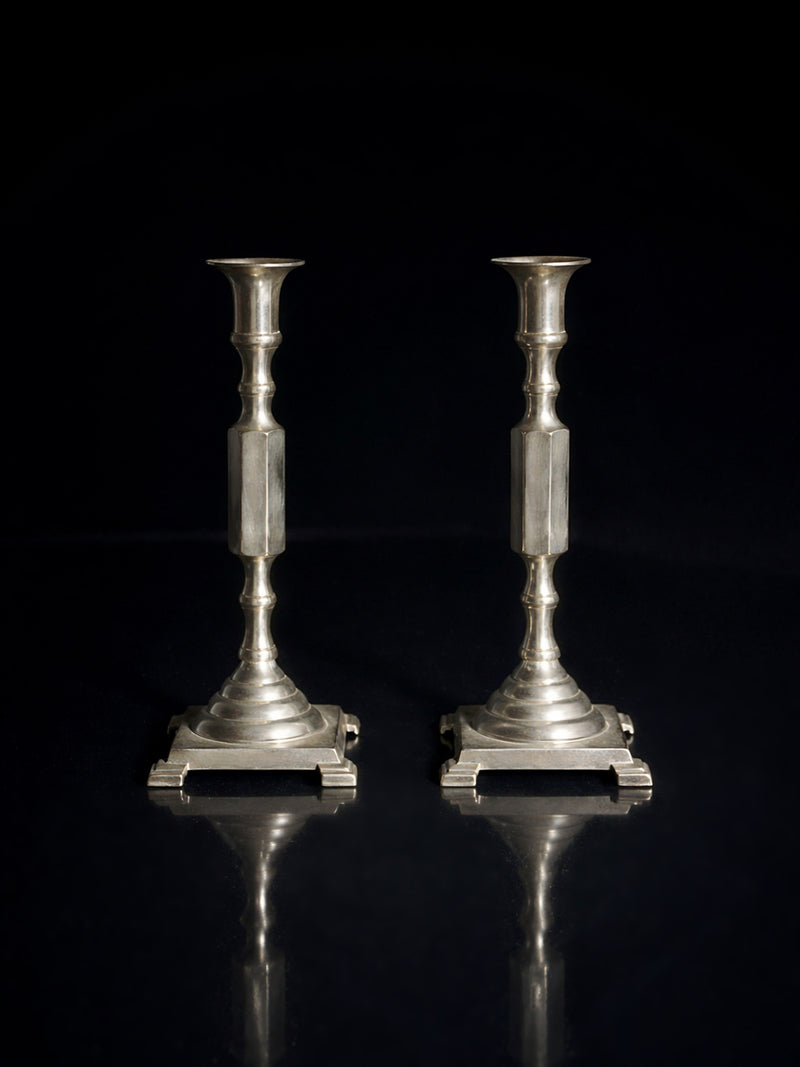 Silver plated candle holders by Dodo Vintage | The Oblist — vintage silver finish