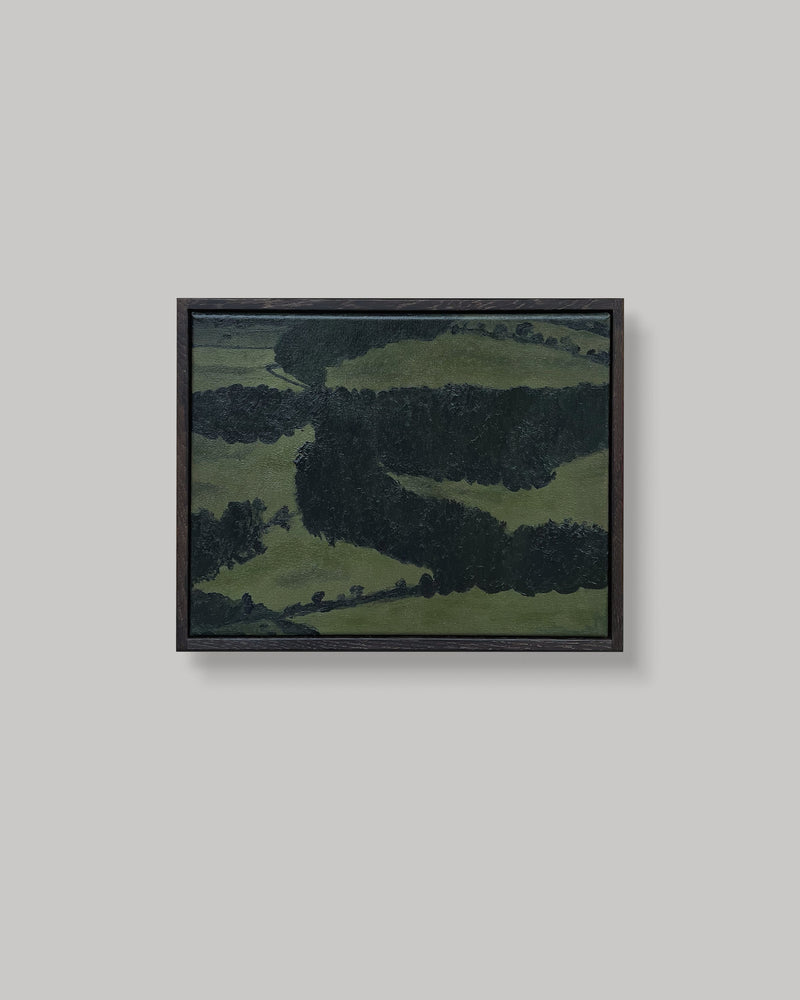 Oil Painting, Countryside in Scotland (2025) by Aimée Adriaansen | The Oblist — dark green landscape, contemporary art