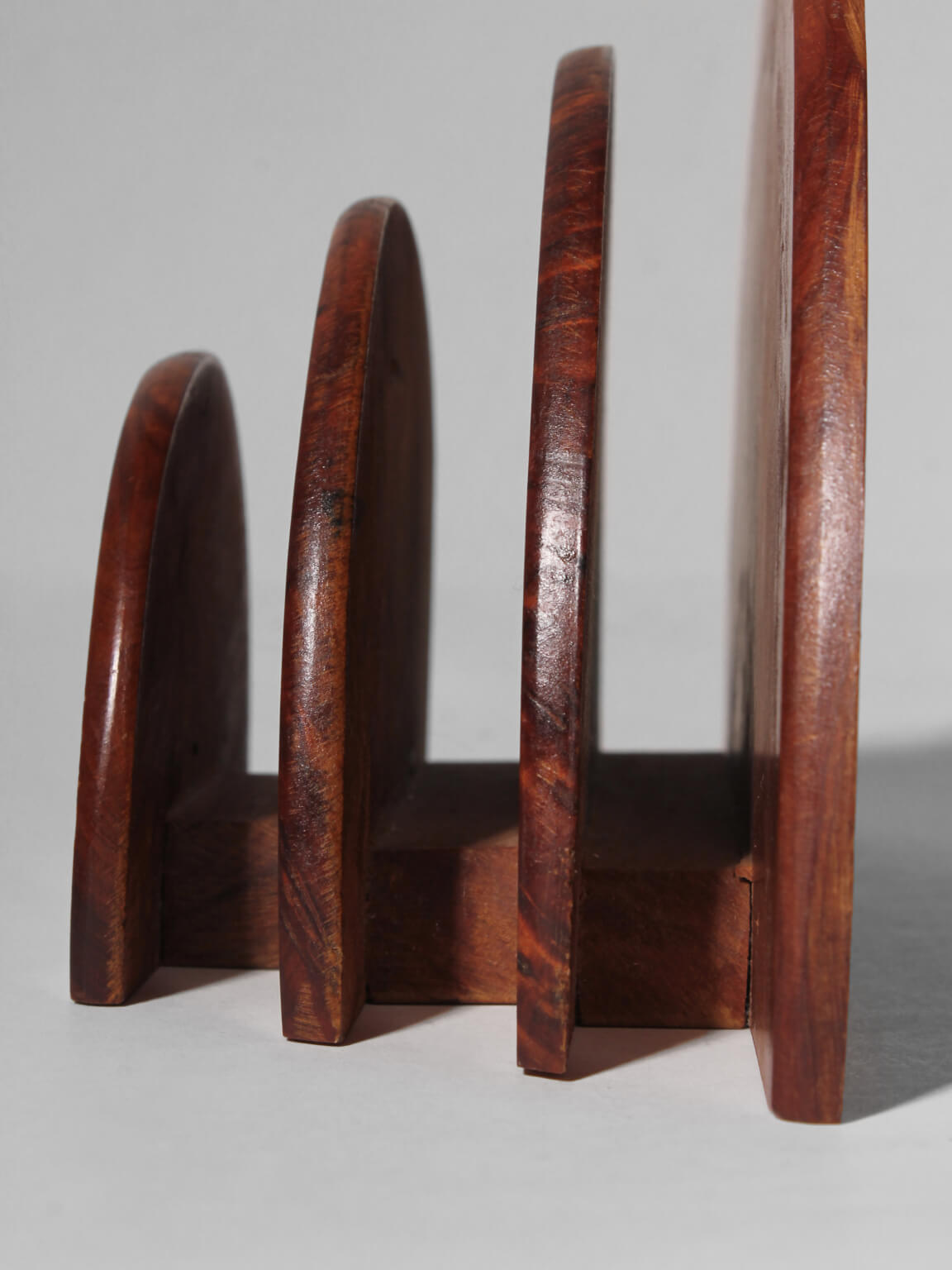 Art Deco Burl Wood Letter Holder — side angle