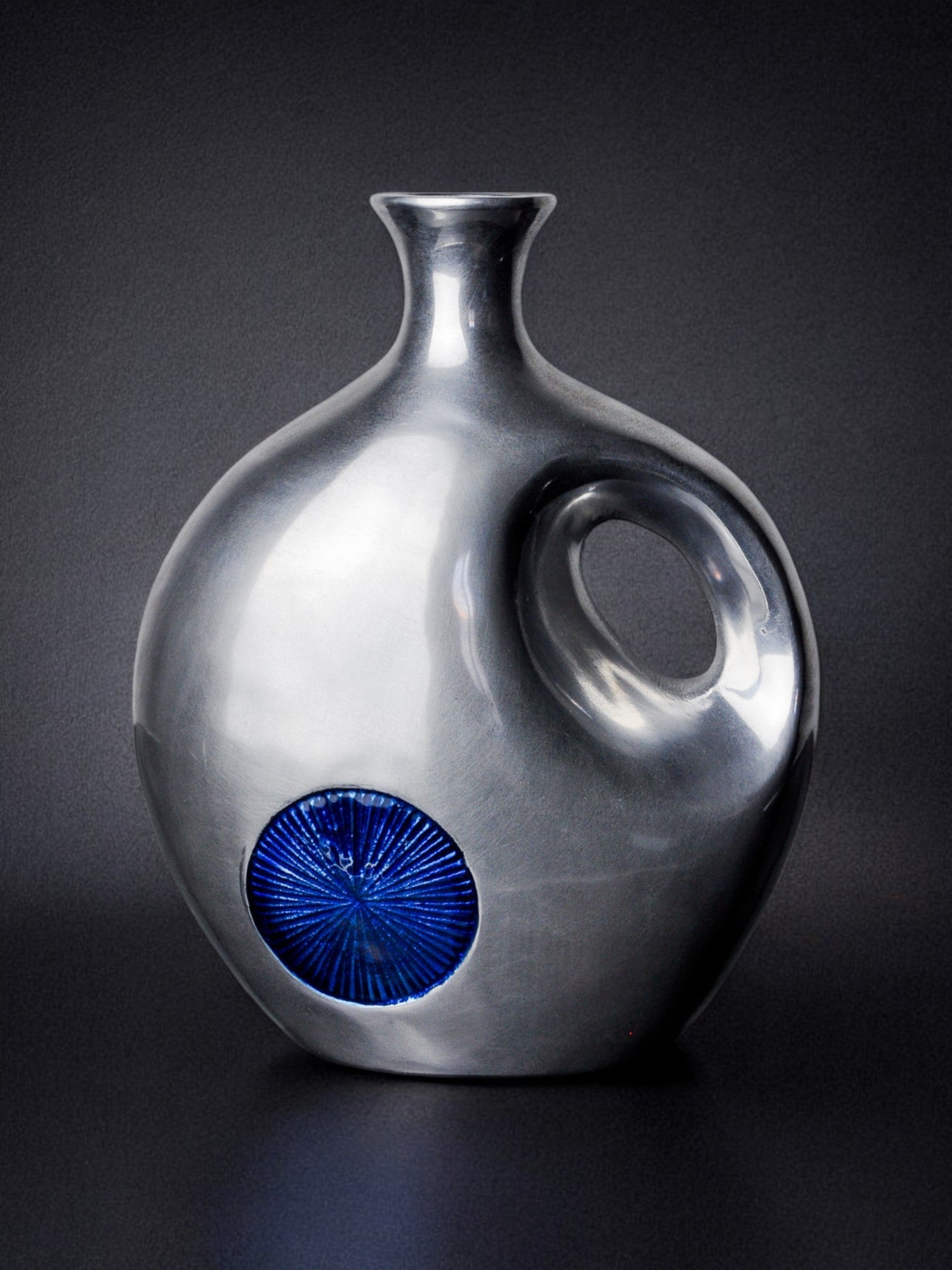 Biomorphic Base by Art3, Spain, 1980s by Malamar Studio | The Oblist — metallic finish, blue accent