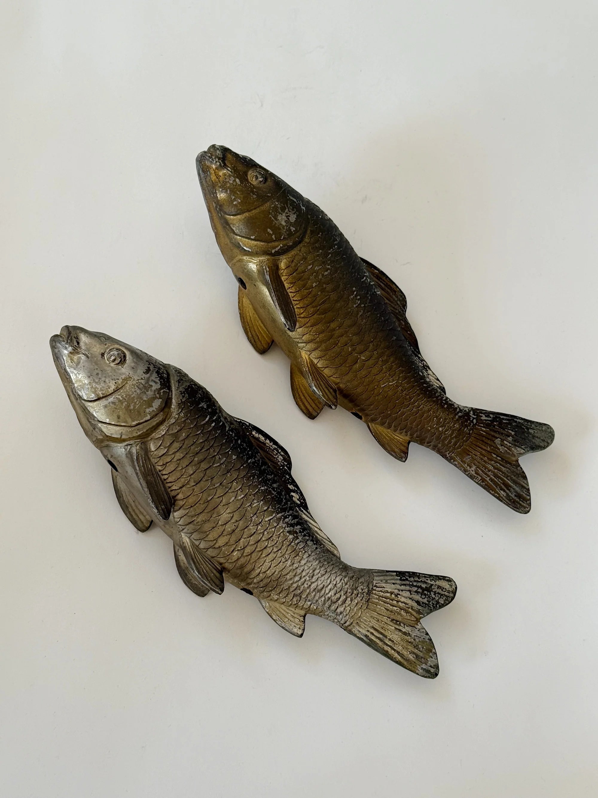 Cast Metal Koi Fish, Japan — back view showing detailed scales and fins