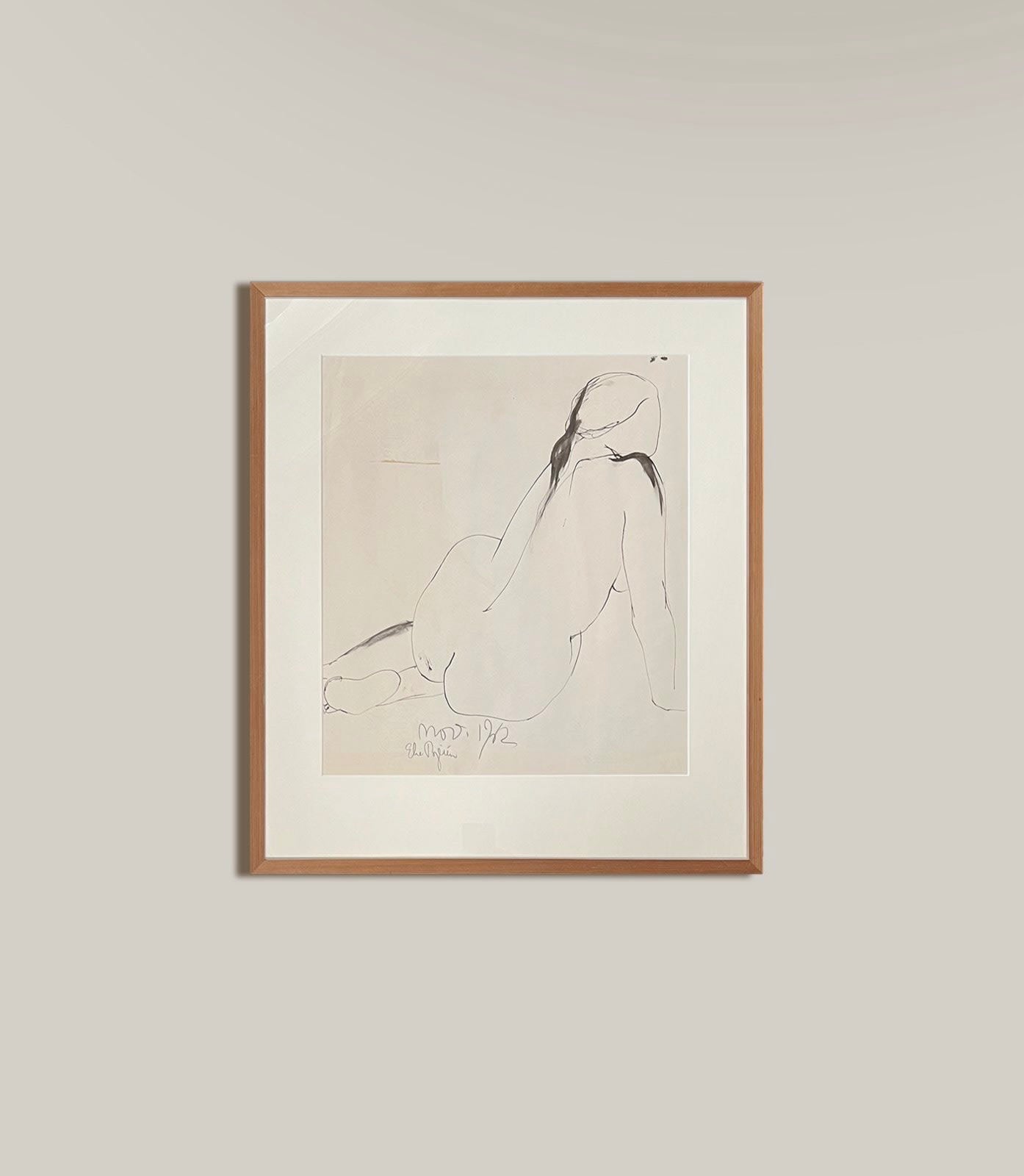 Reclining Nude in Ink, 1962 by Médecine | The Oblist — ink on paper, contemporary