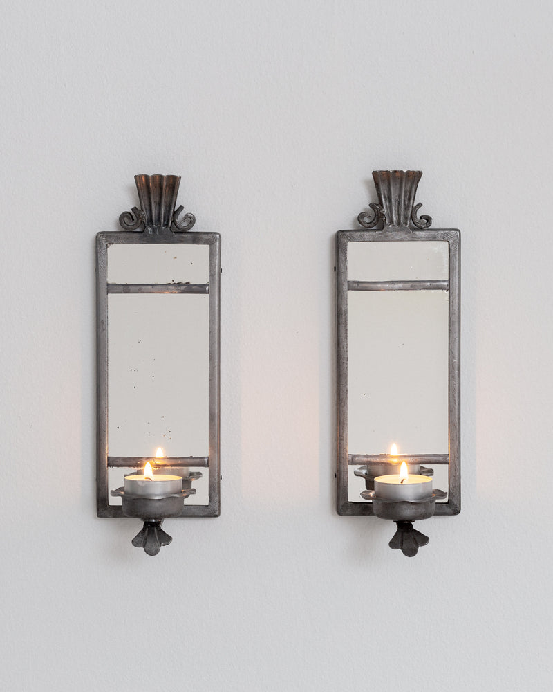 Pair of Art Deco Pewter Candle Sconces by Böhlmarks, Sweden, 1930s by Spigel | The Oblist — pewter finish, vintage design