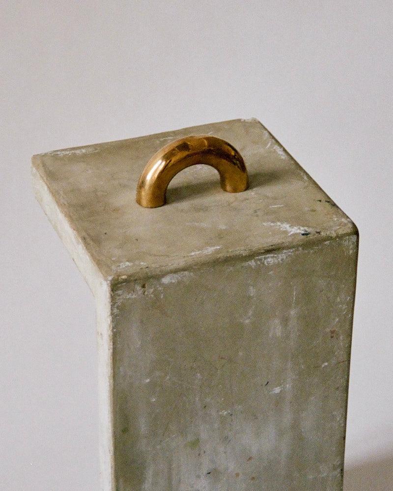 CERCLE Cabinet Pull Thick by Maha Alavi | The Oblist — brass handle, concrete base