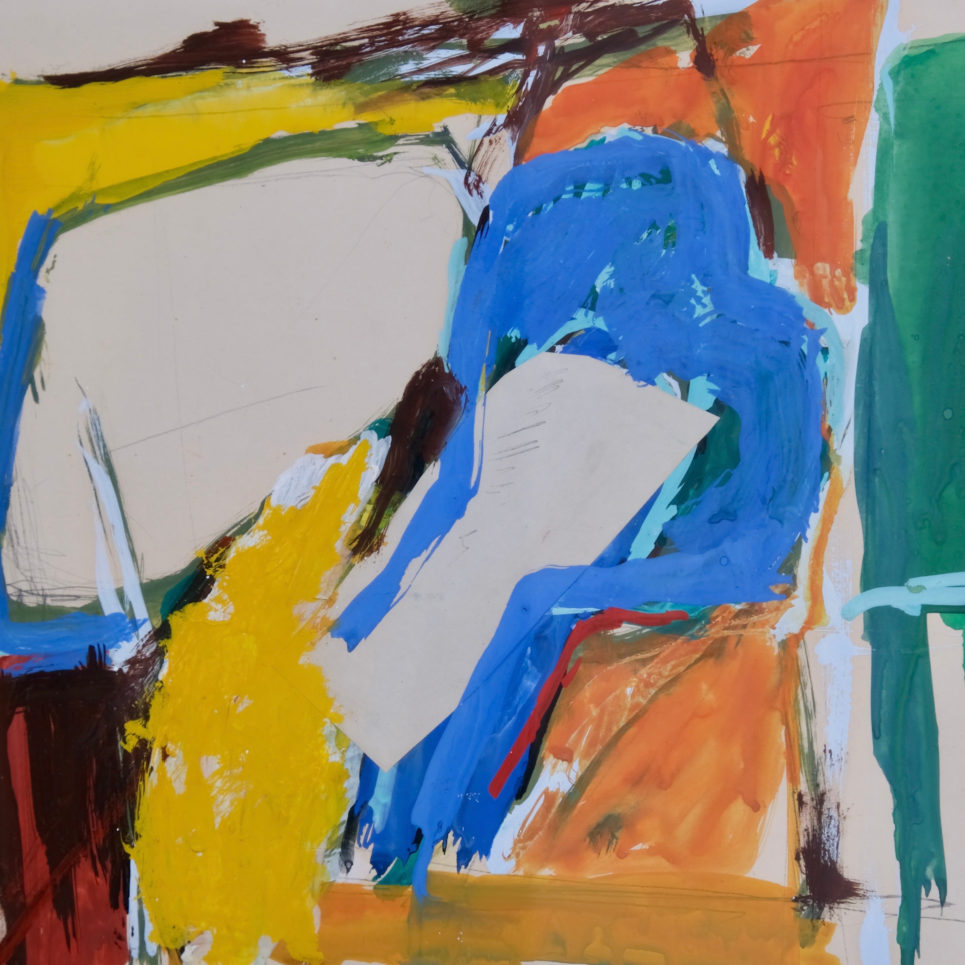 Leopold Fare Abstract Composition Painting | 1960s — vibrant colors in abstract design