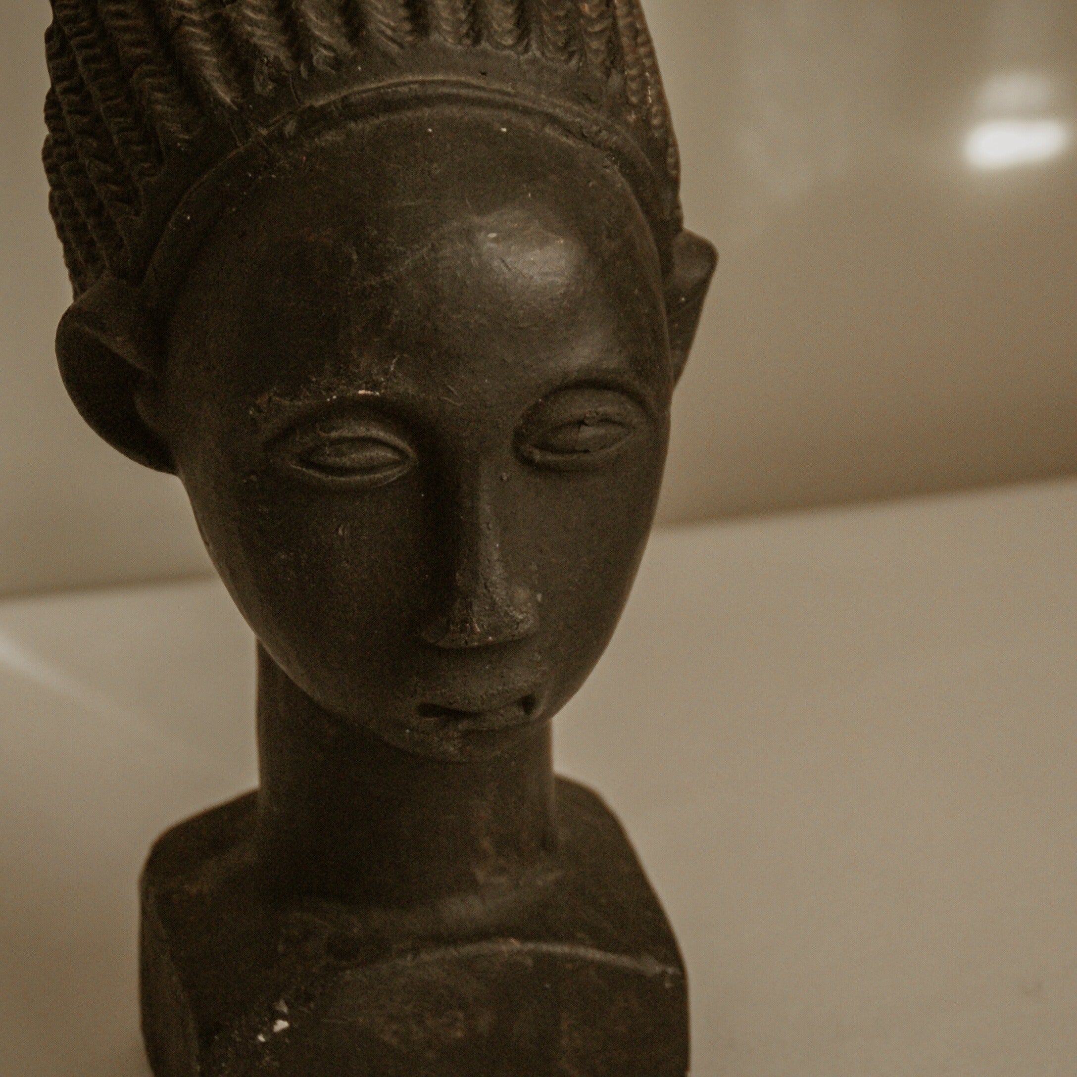 African Terracotta Bust — close-up