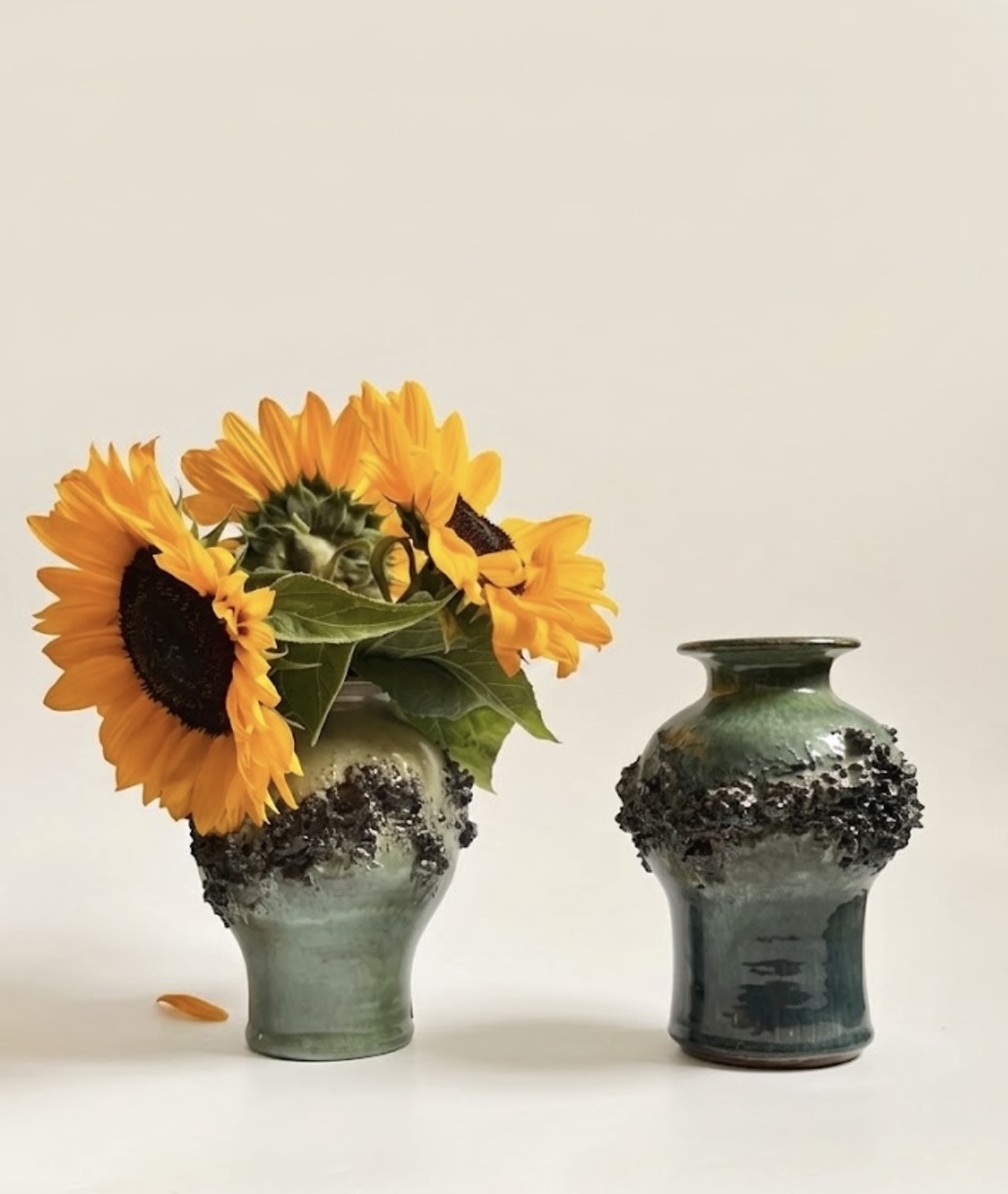 Pair of Icelandic Lava Vases — detail view