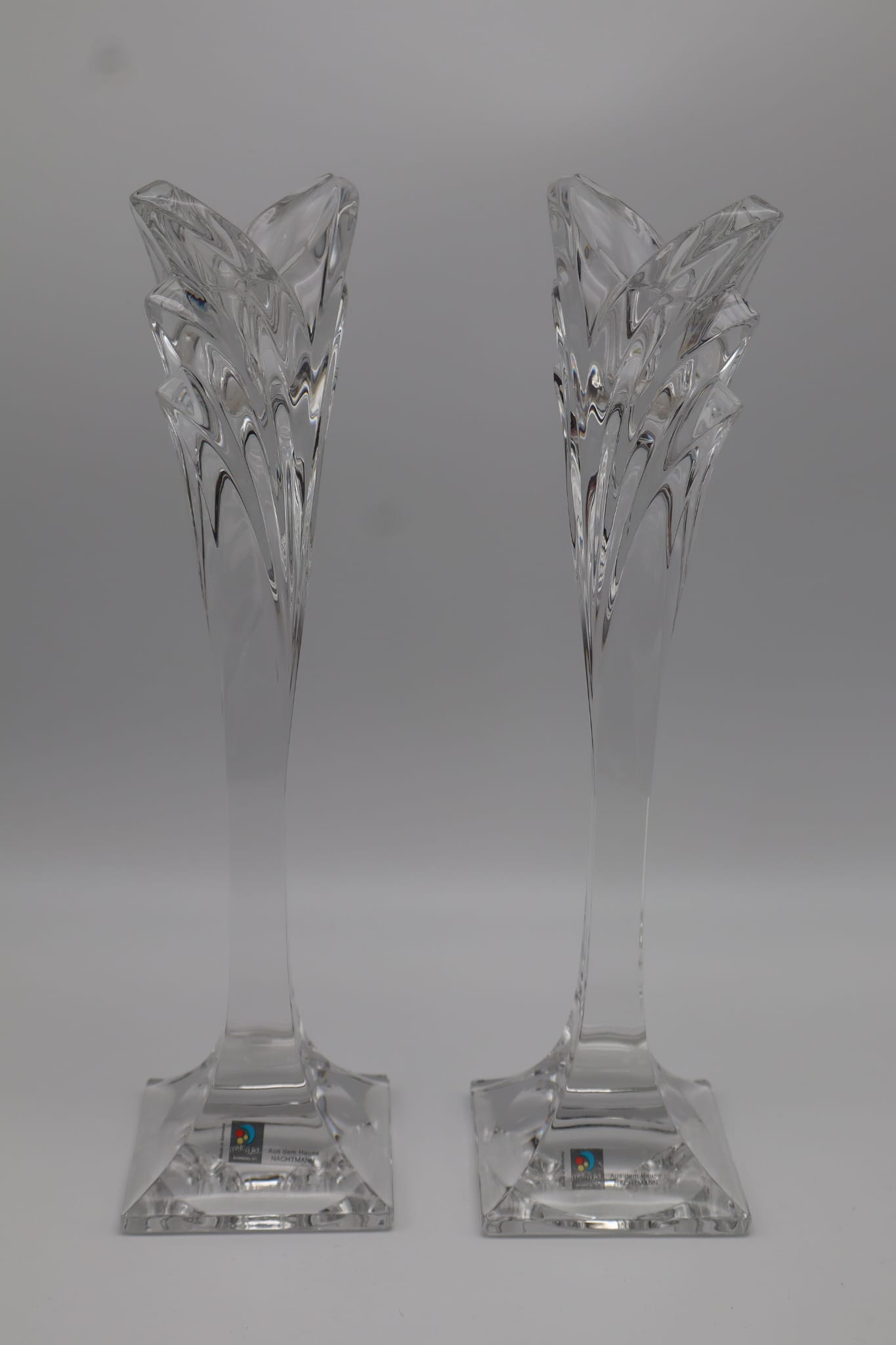 Pair of Mid-Century Modern ‘Marc Aurel’ Crystal Candlesticks by Nachtmann – 1980s/1990s by Forma Finds