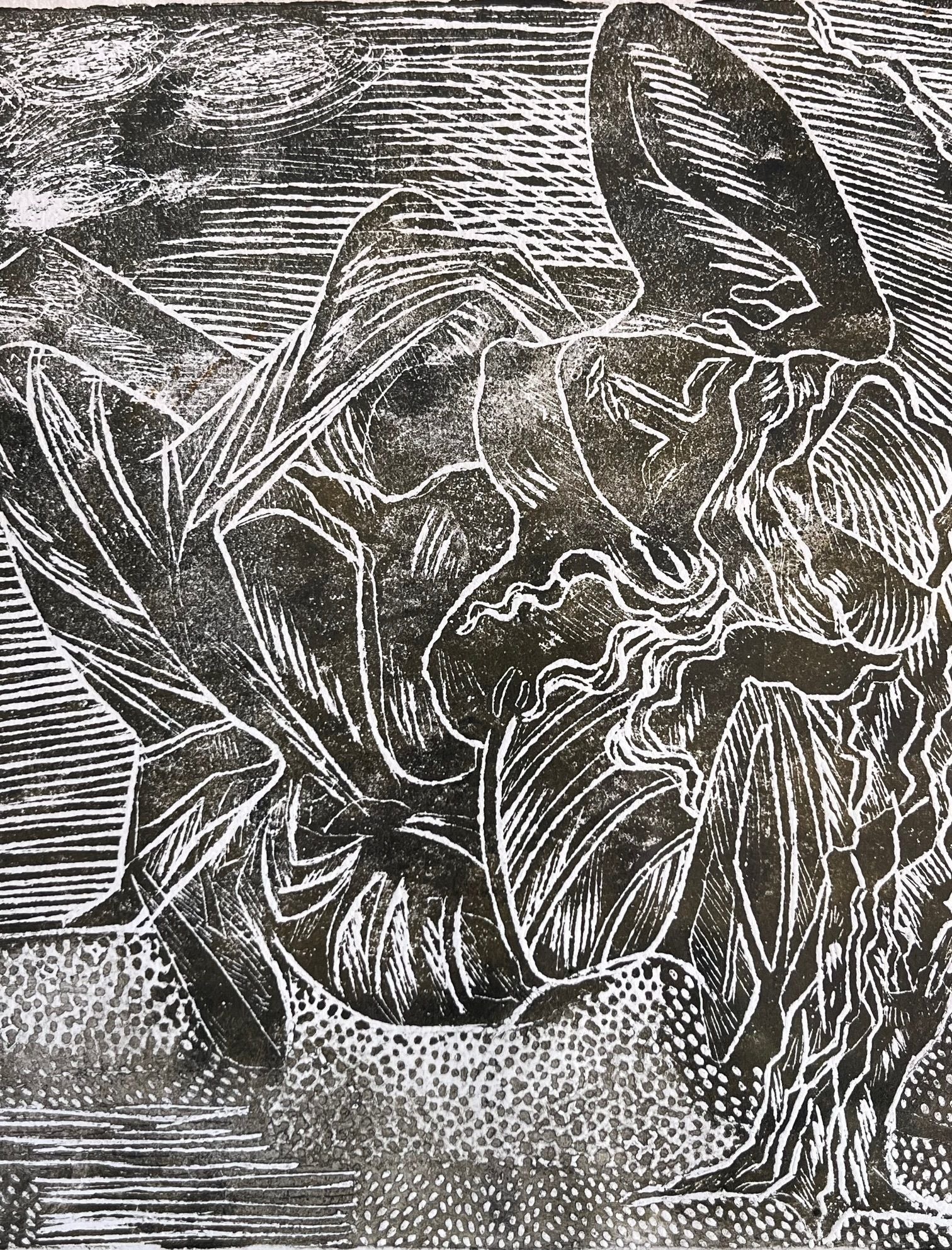 Axel Salto Original Woodcut circa 1930s — detail view