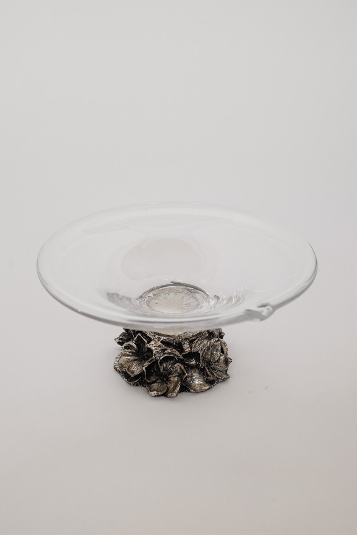 Glass Murano Dish on Metal Base  — lifestyle setting