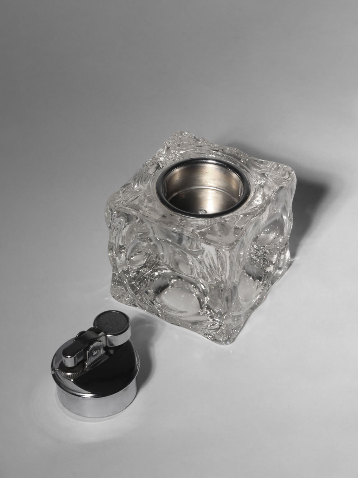 Ice Cube Glass Lighter, 1970s — side angle