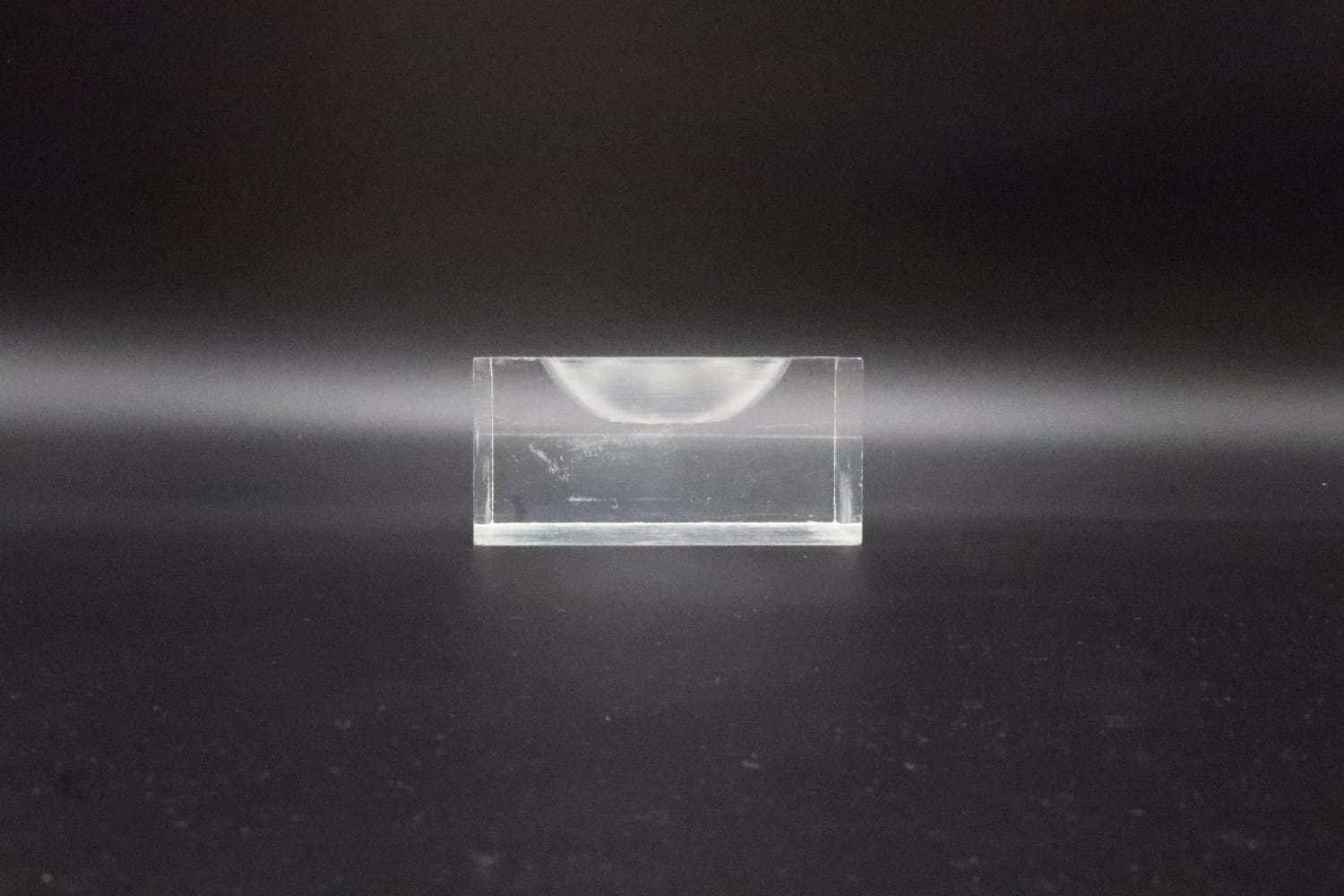 Vintage Minimalist Space Age Clear Lucite Cube Ashtray – 1970s — side angle