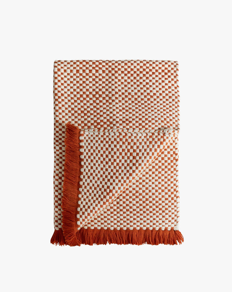 Damier Throw - Red by Lobjet | The Oblist — woven cotton, red and white