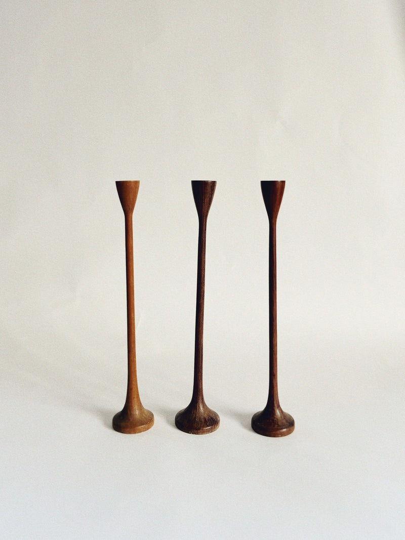 Wood Candle Holders - Mid Century by Huerto | The Oblist — handcrafted wood, warm tones