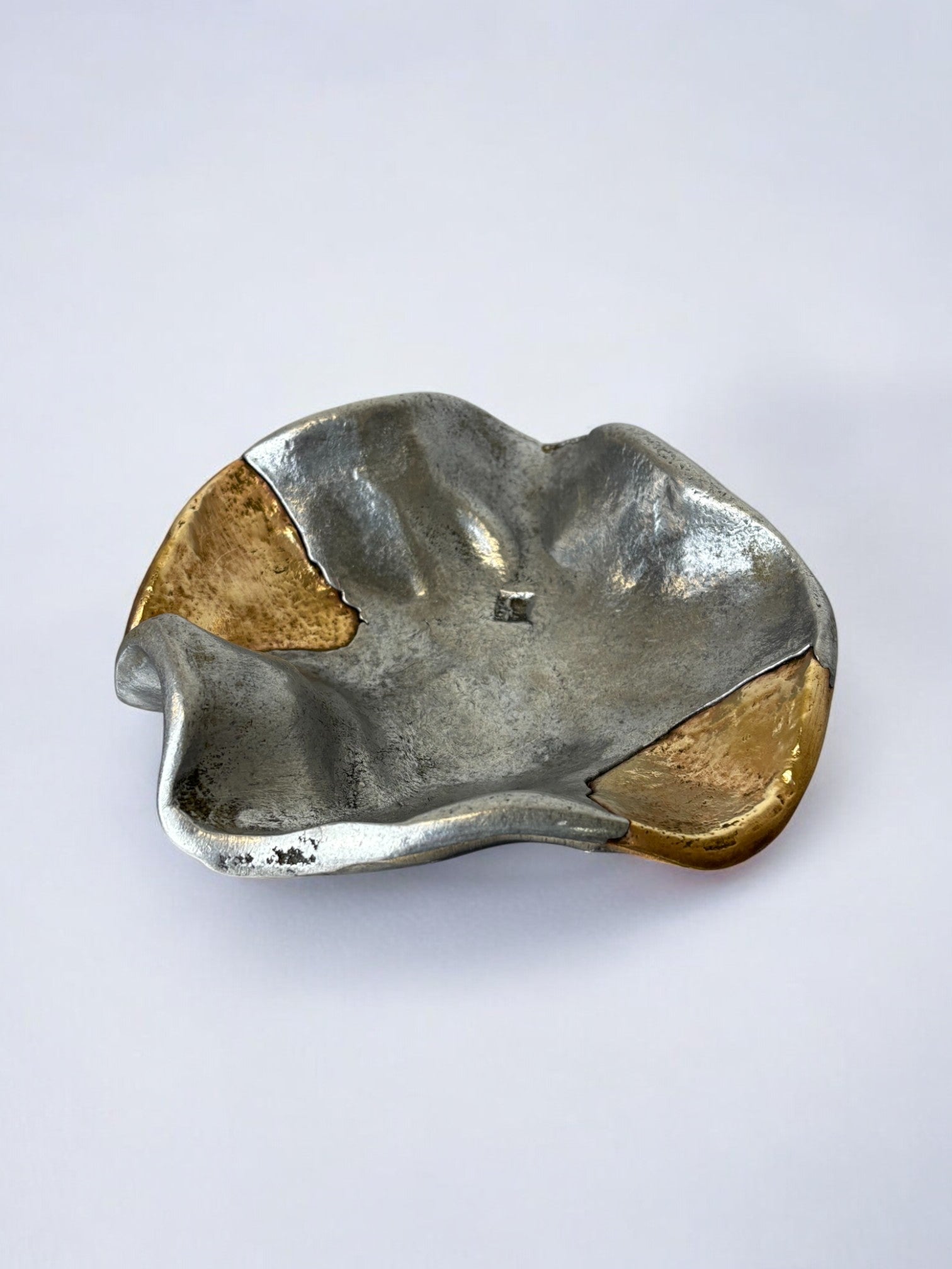 Brutalist tray by Art3, in Brass, Spain  1980's — lifestyle setting