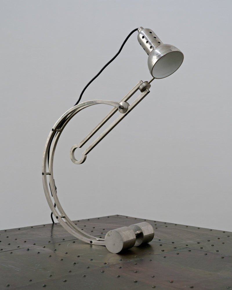 Art Deco chrome desk lamp curved arm adjustable head Vienna 1928