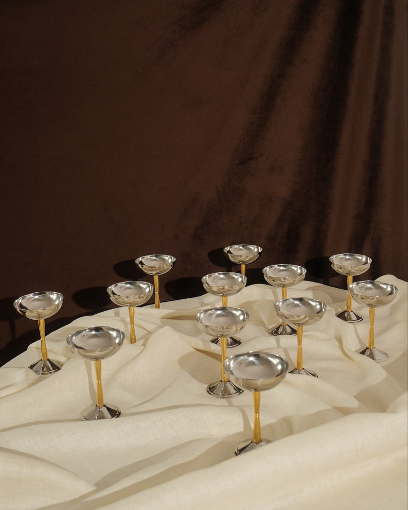 Set of 12 Inox 18/10 Champagne Coupes — detail view