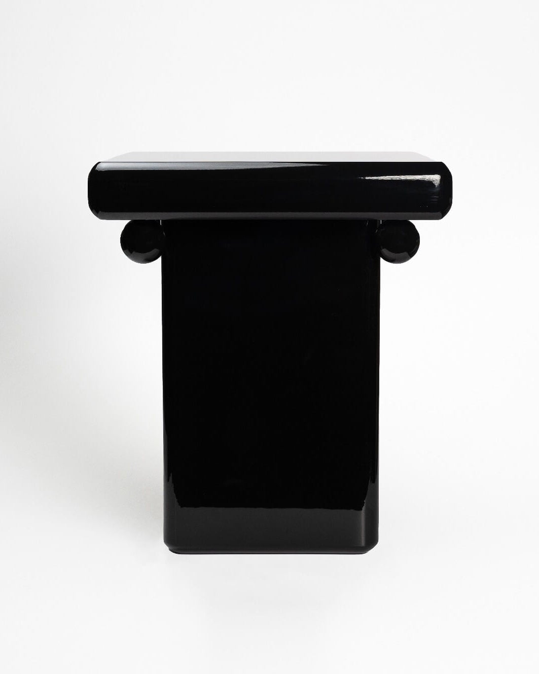 Stool - Bench in Black Laquer — back view showing smooth lacquer finish