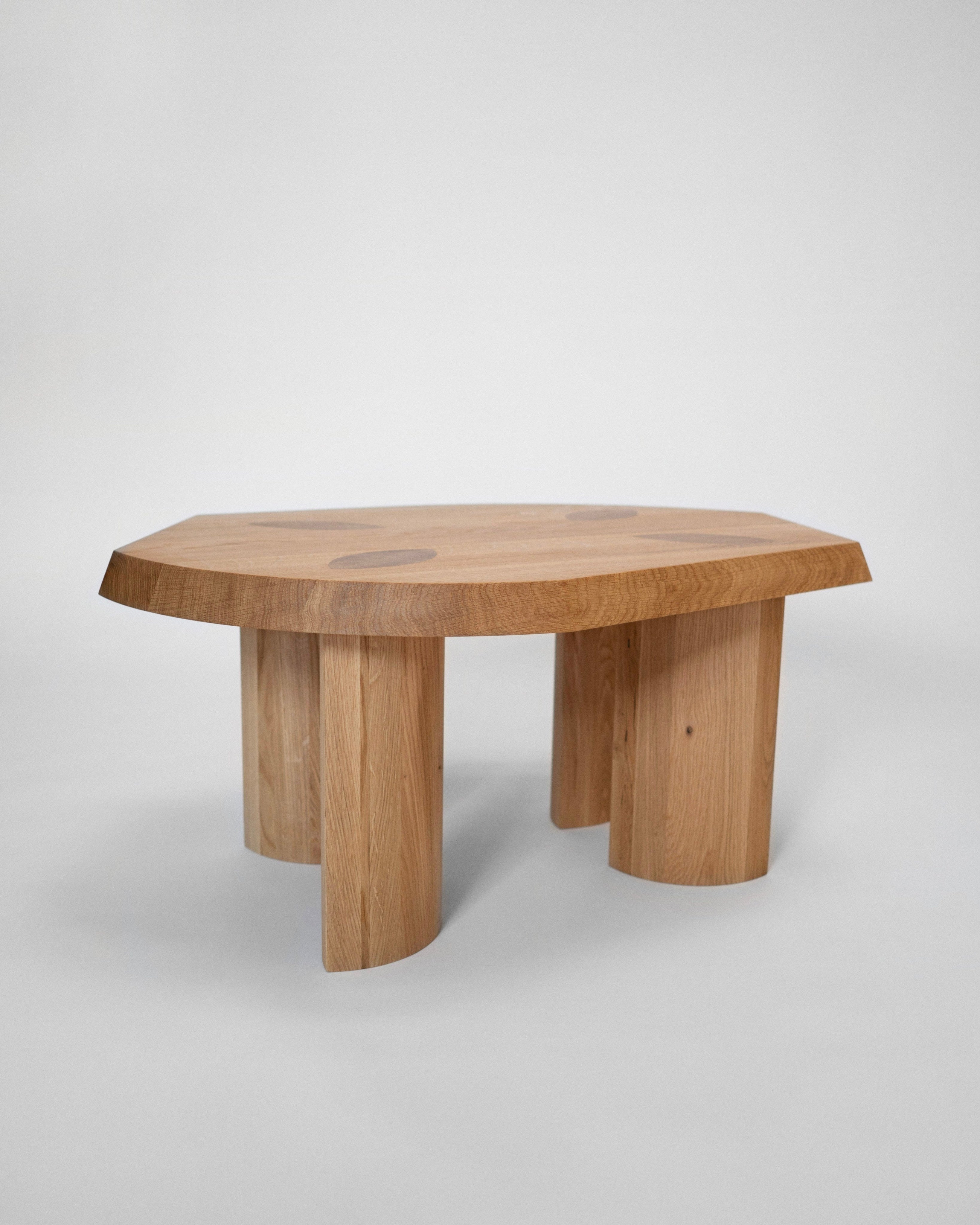 Gilbert Small Coffee Table - Oak — side angle showing rounded oak top and legs