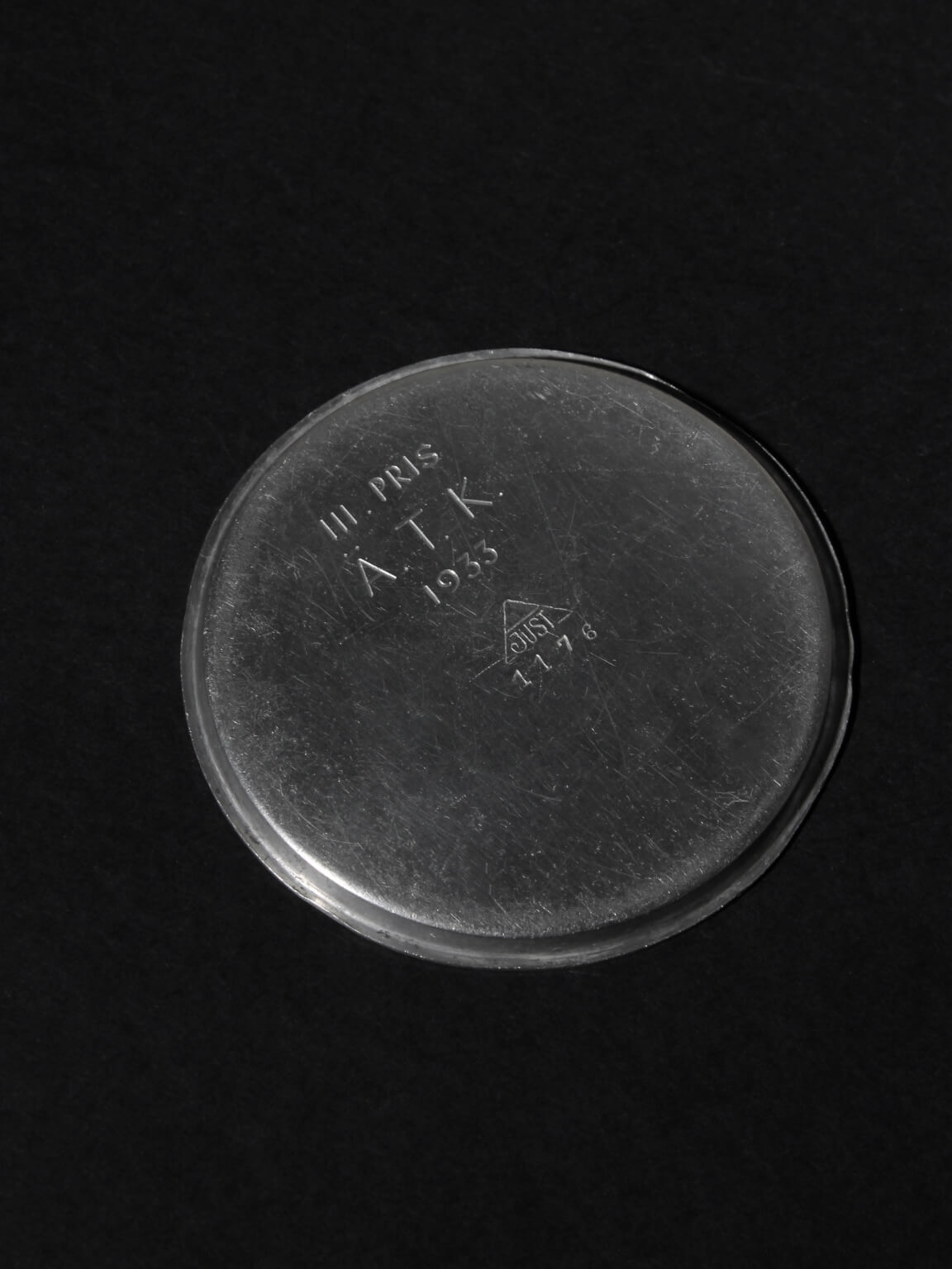 Just Andersen Art Deco Pewter Coaster With Fish Motifs, Denmark, 1933 — side angle