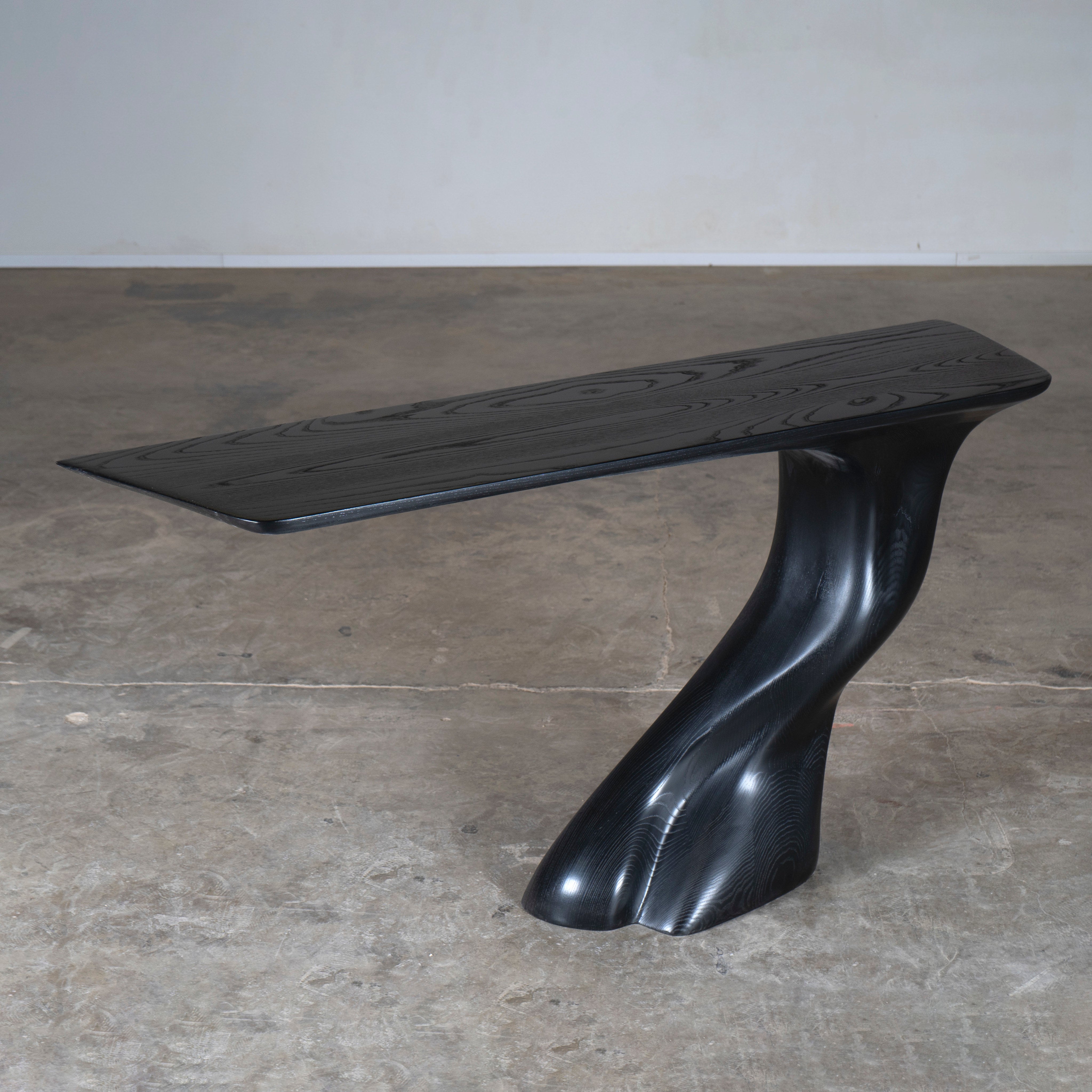 Sculptural Frolic console table in Ash wood — close-up