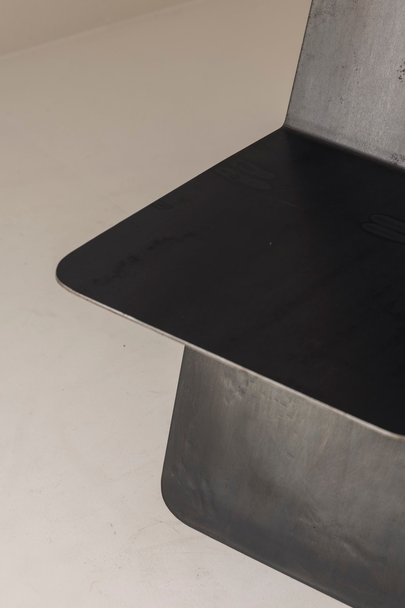 Prototype Modernist Architectural Side Chair, 1980s — back view of metal seat design