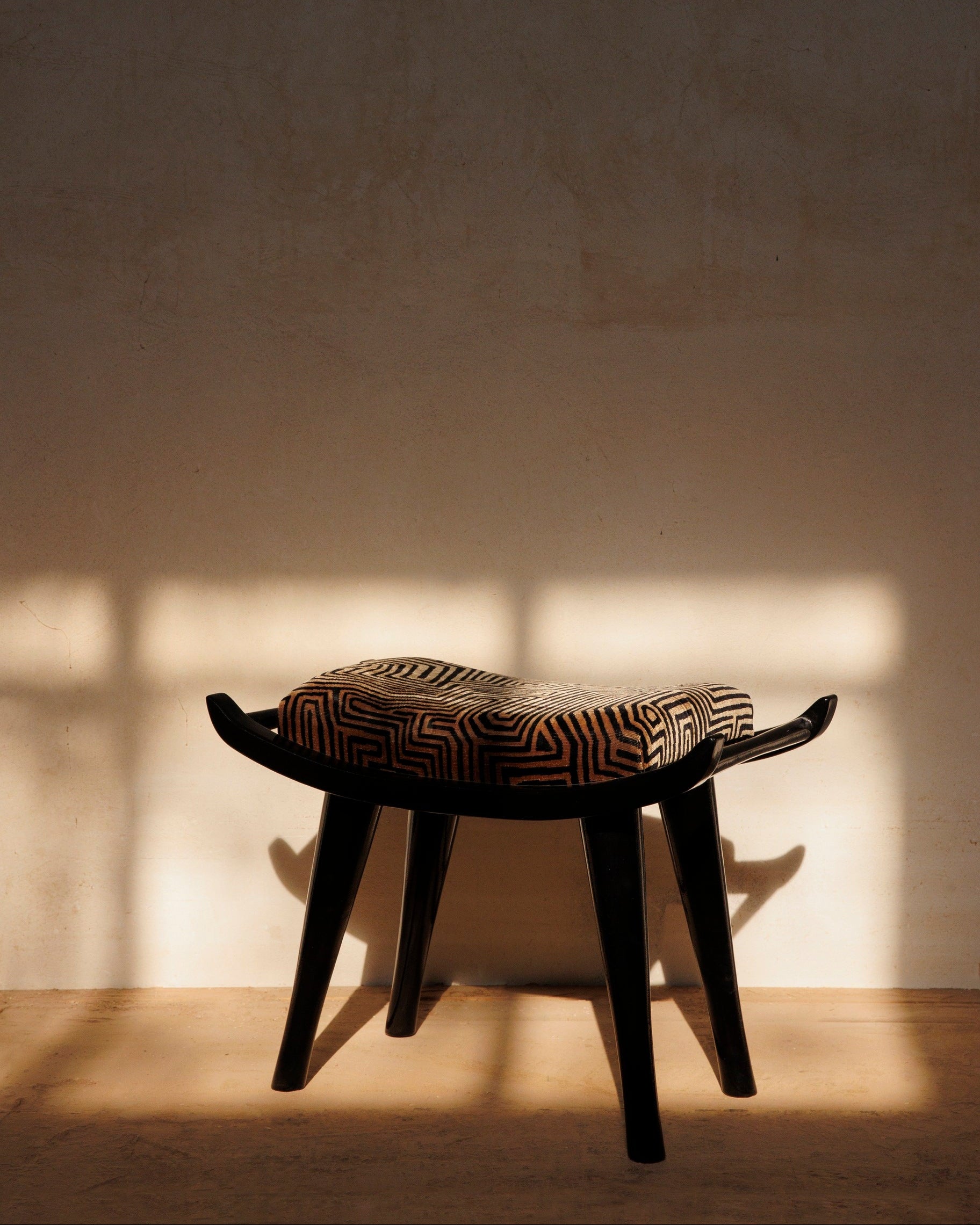 Pantera Chair Stool in Wood and Fabric