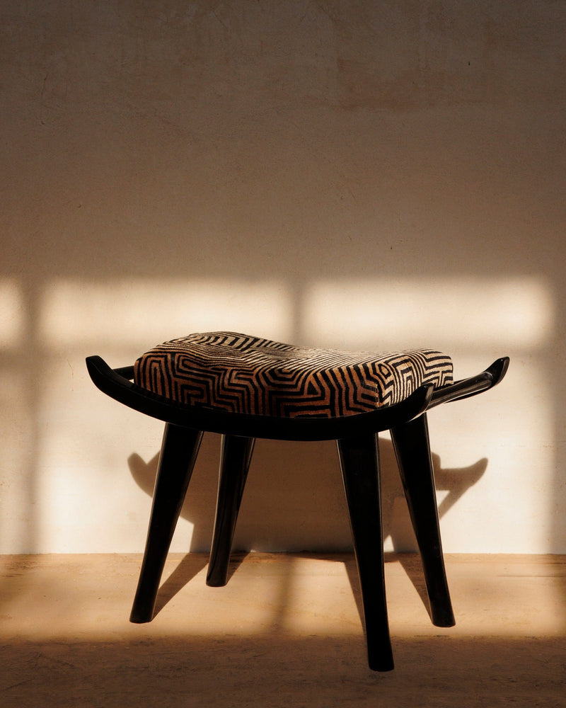 Pantera Chair Stool in Wood and DEDAR Fabric by VandaVee | The Oblist — patterned fabric, modern design
